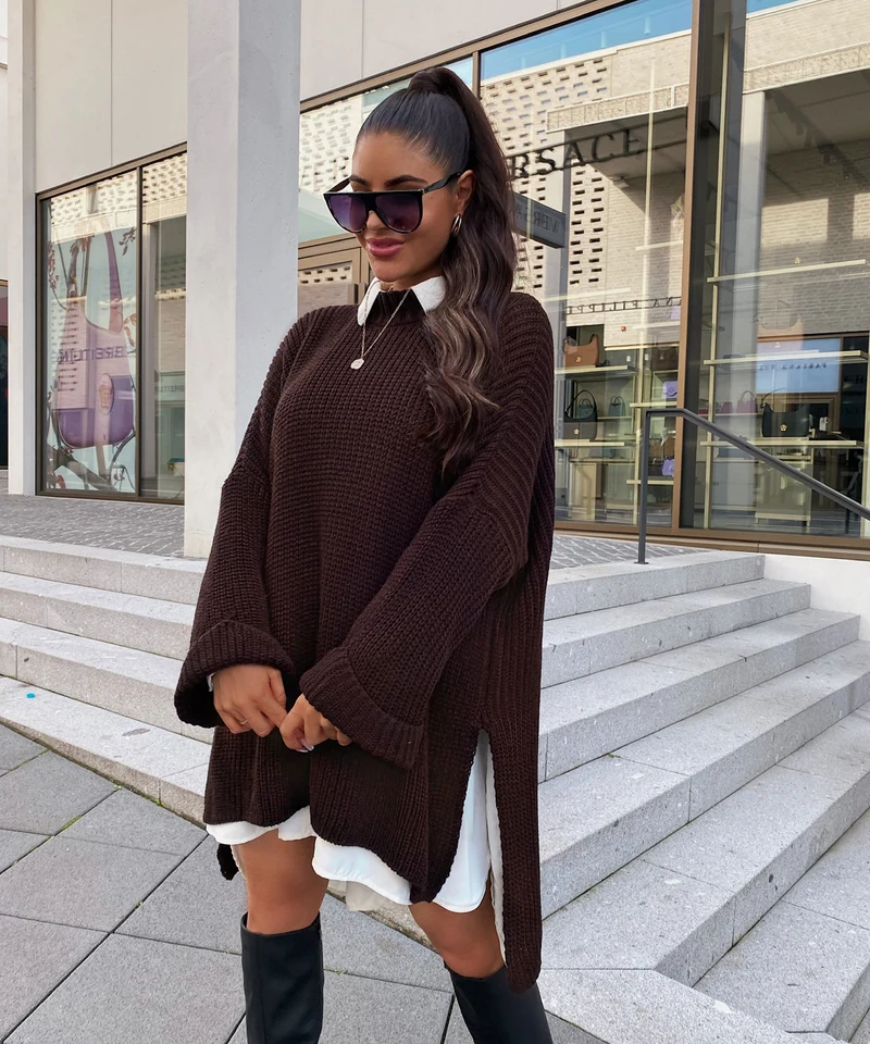 Oversize Pullover Elsa Dunkelbraun