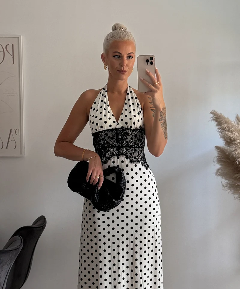 Maxi Kleid Gabriela Punkte Weiß