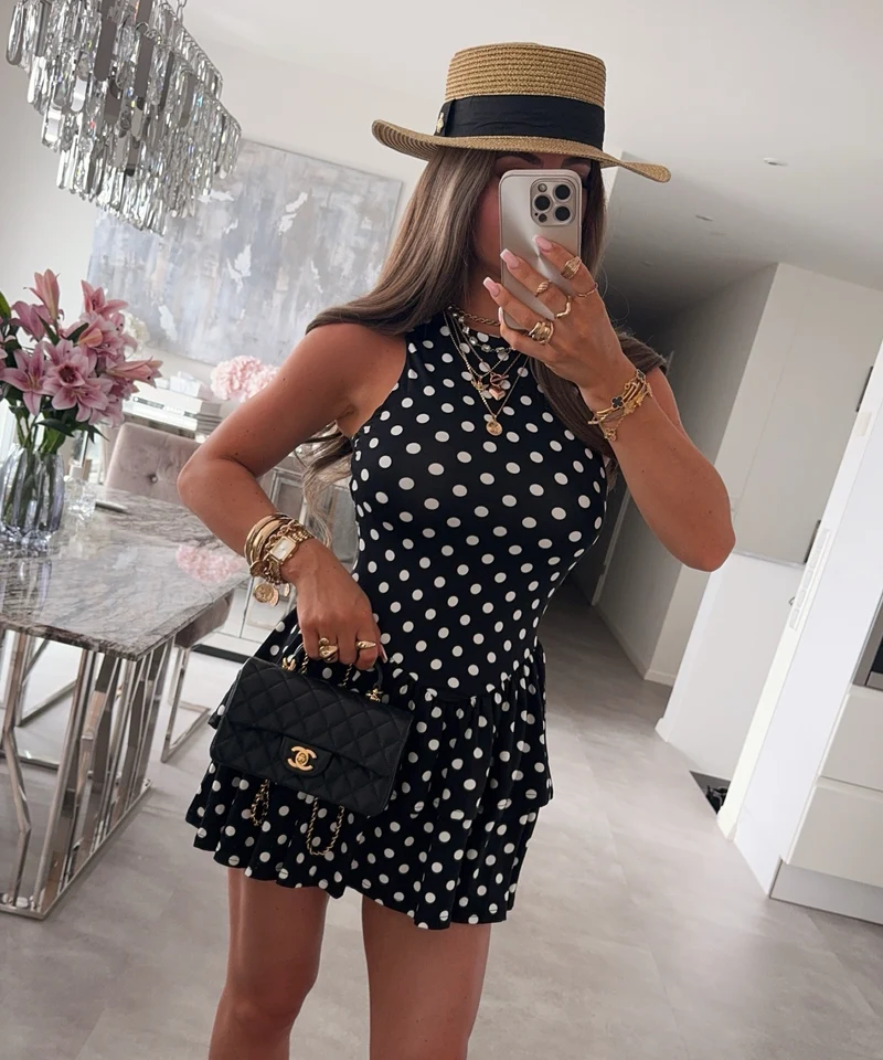 Mini Kleid Punkte Nola Schwarz