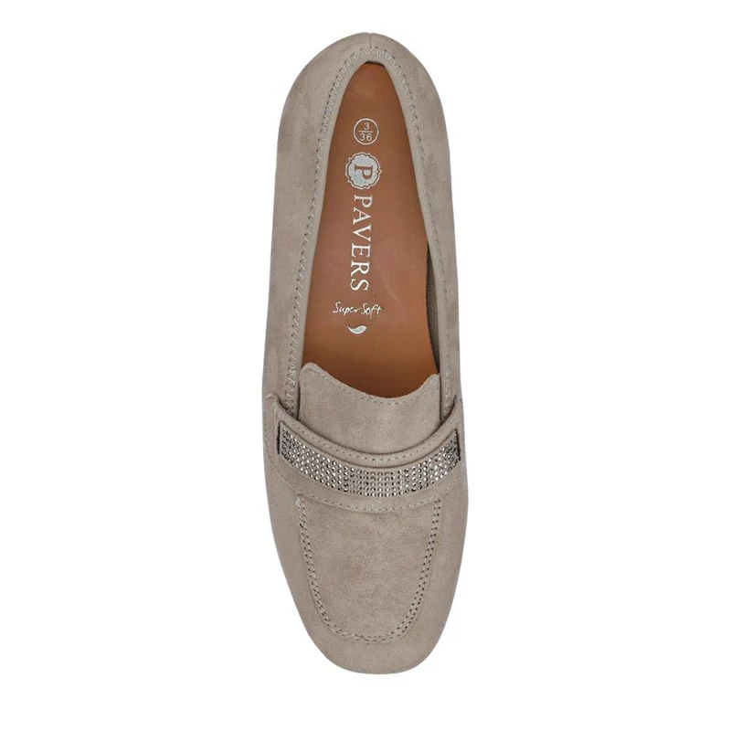 Embellished Block-Heeled Moccasins - PLAN41000 / 326 852 - Grey