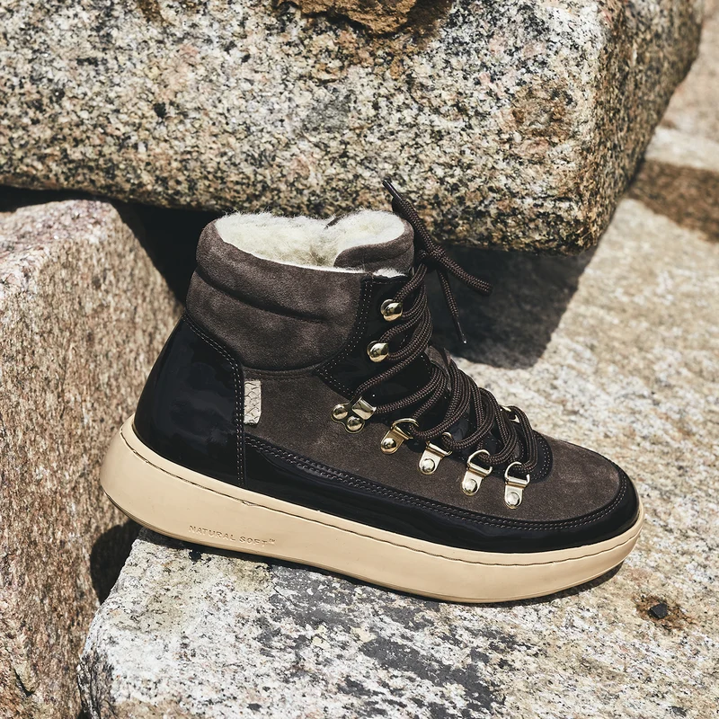 Iris Suede Patent - Brown