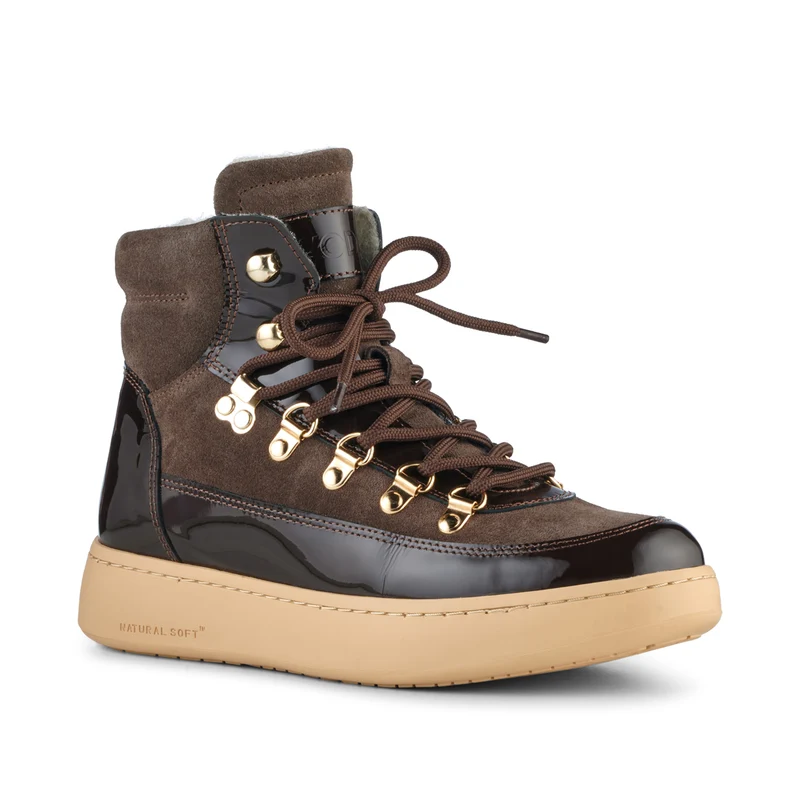 Iris Suede Patent - Brown