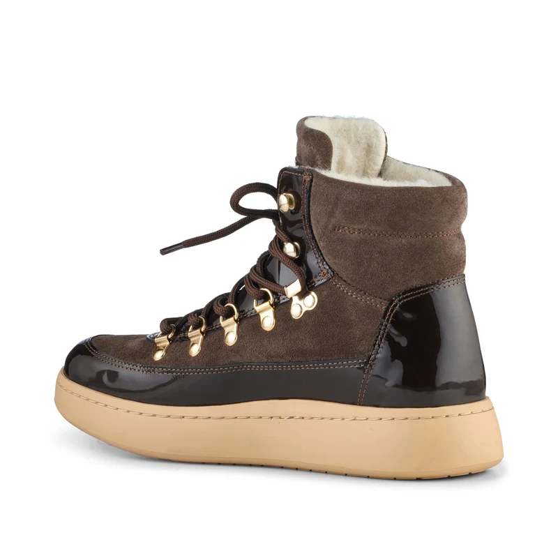 Iris Suede Patent - Brown
