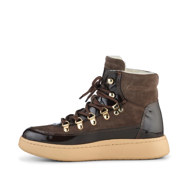Iris Suede Patent - Brown