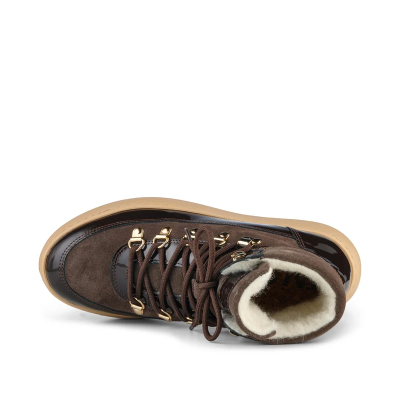 Iris Suede Patent - Brown