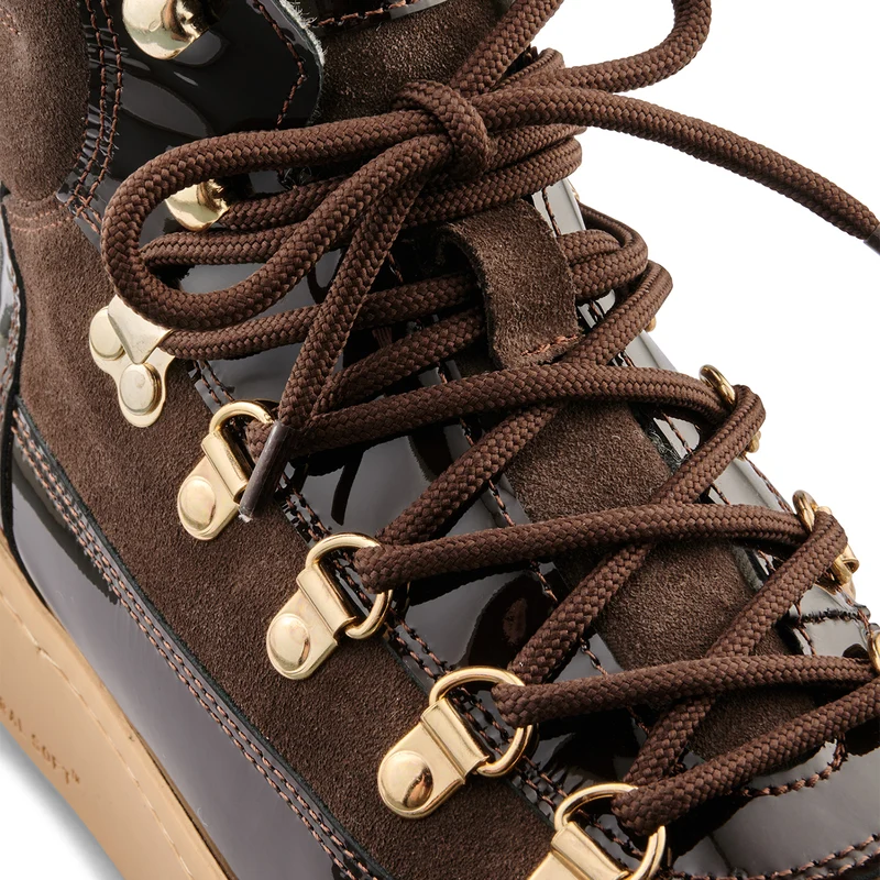 Iris Suede Patent - Brown
