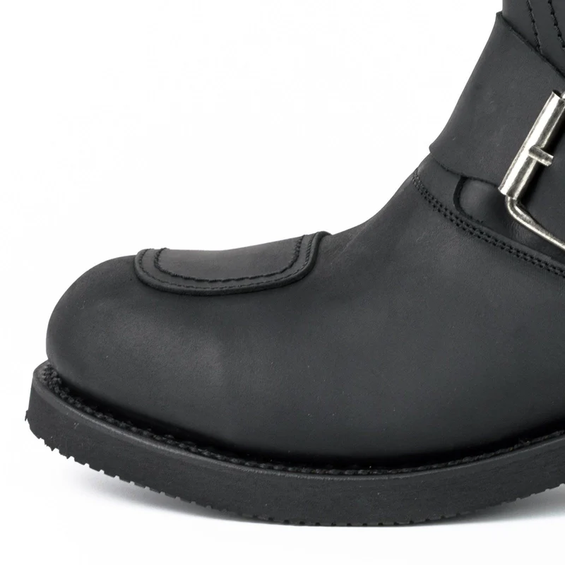 Bikerstiefel für Damen und Herren, Modell 1594-6, schwarzes Leder | Sofort lieferbar | Größe 46