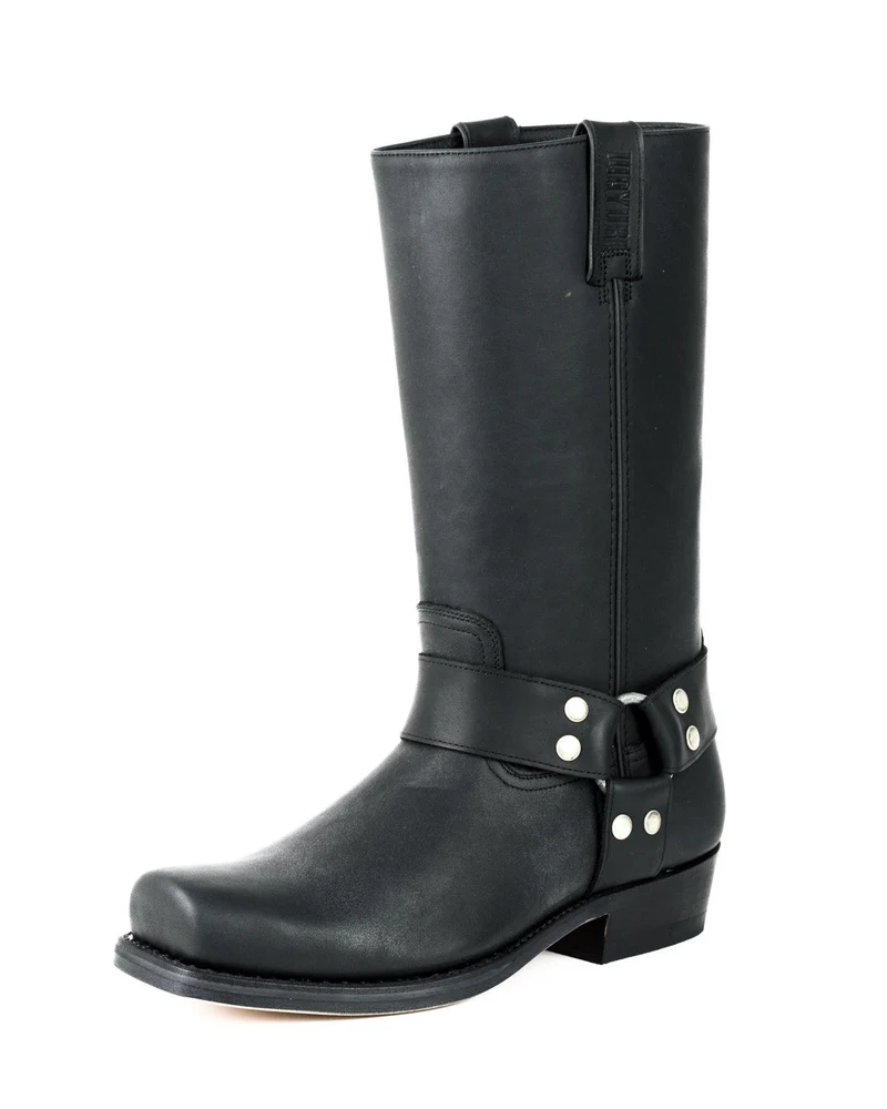 Bikerstiefel für Damen und Herren, Modell 01, Schwarzes Leder | Sofort lieferbar | Größe 42