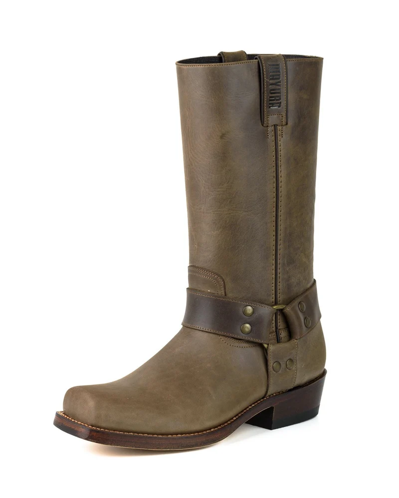 Herren- und Damen-Biker-Motard-Stiefel 01 aus braunem Leder