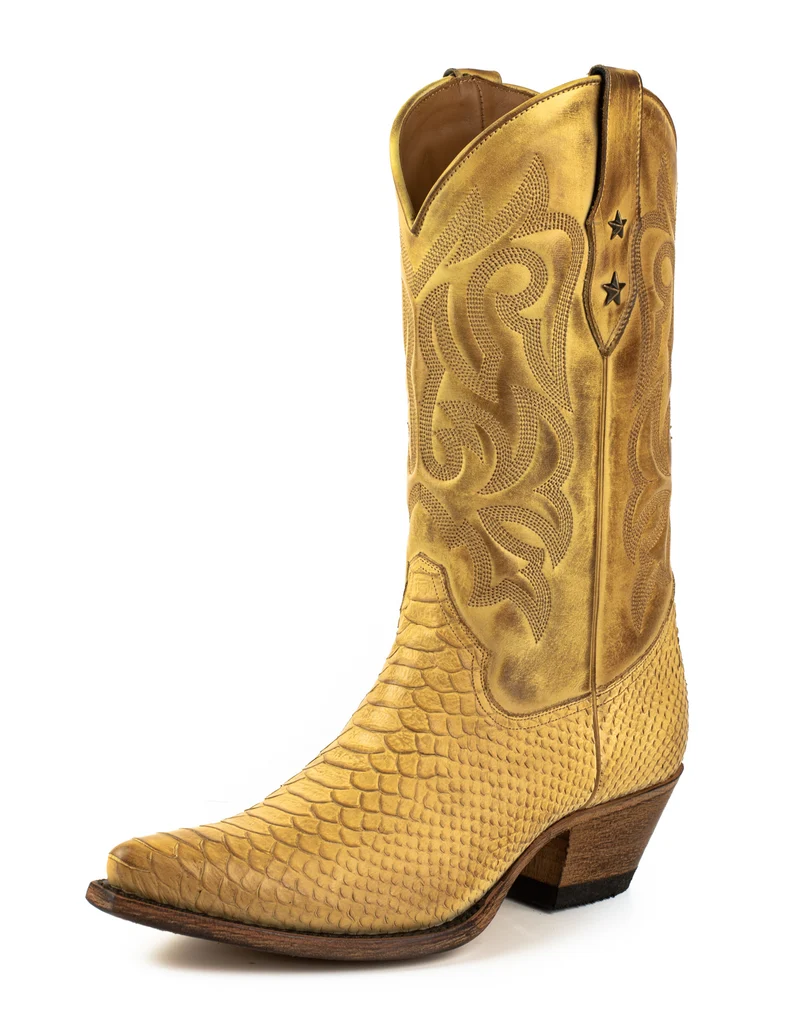 Damen-Cowboystiefel, Country- und Westernstiefel 2524, gelbes Leder | Sofort lieferbar | Größe 37