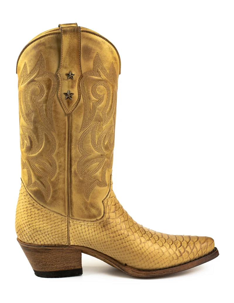 Country- und Western-Cowboystiefel für Damen 2524 Gelbes Leder