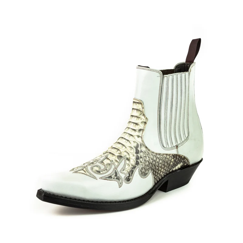 Urban Cowboy Boots für Damen und Herren, 2500 Weiß und Exotic White Leder | Sofort lieferbar | Größe 44