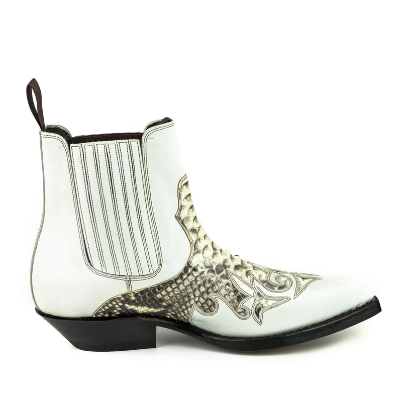 Urban Cowboy Boots für Damen und Herren, 2500 Weiß und Exotic White Leder | Sofort lieferbar | Größe 44