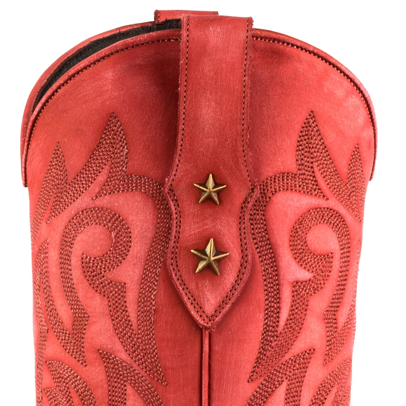 Damen-Cowboystiefel, Country- und Westernstiefel 2524, gewaschenes rotes Leder | Sofort lieferbar | Größe 40