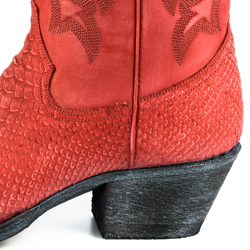 Damen-Cowboystiefel, Country- und Westernstiefel 2524, gewaschenes rotes Leder | Sofort lieferbar | Größe 40