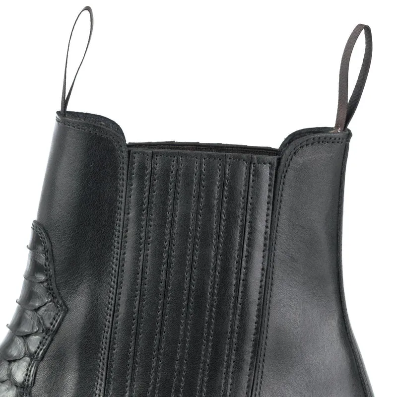 Urban Cowboy-Stiefeletten 2500 für Herren und Damen aus schwarzem und exotischem schwarzem Leder