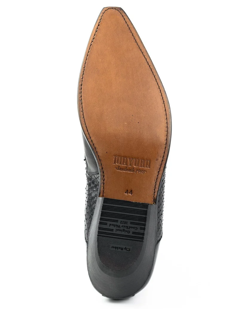 Urban Cowboy-Stiefeletten 2500 für Herren und Damen aus schwarzem und exotischem schwarzem Leder