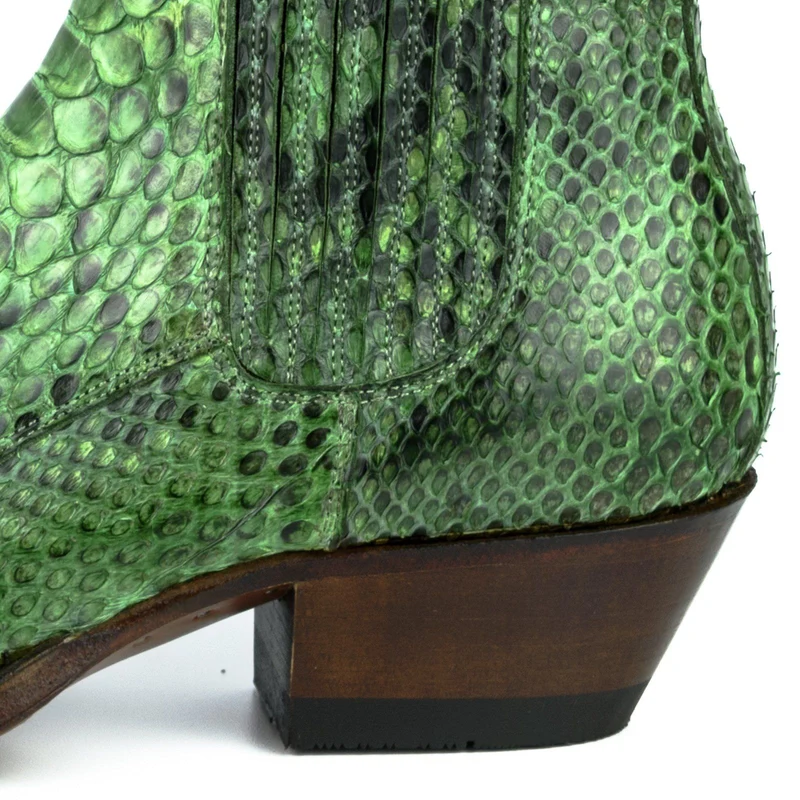 Damen Urban Stiefeletten 2496 Exotisches Leder Grün