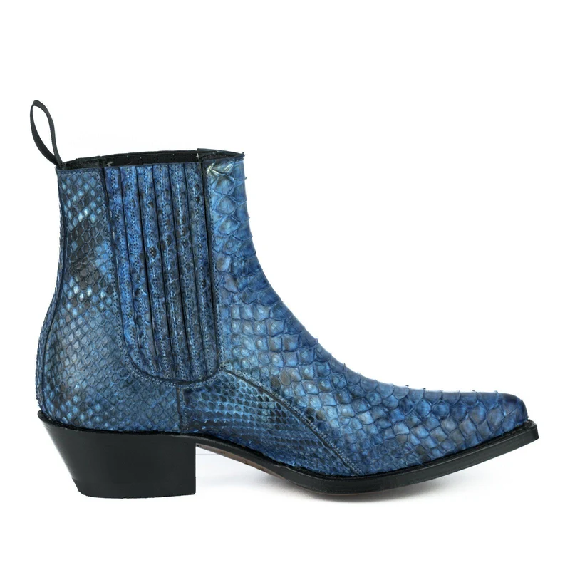 Damen Urban Stiefeletten 2496 Exotisches Leder Blau
