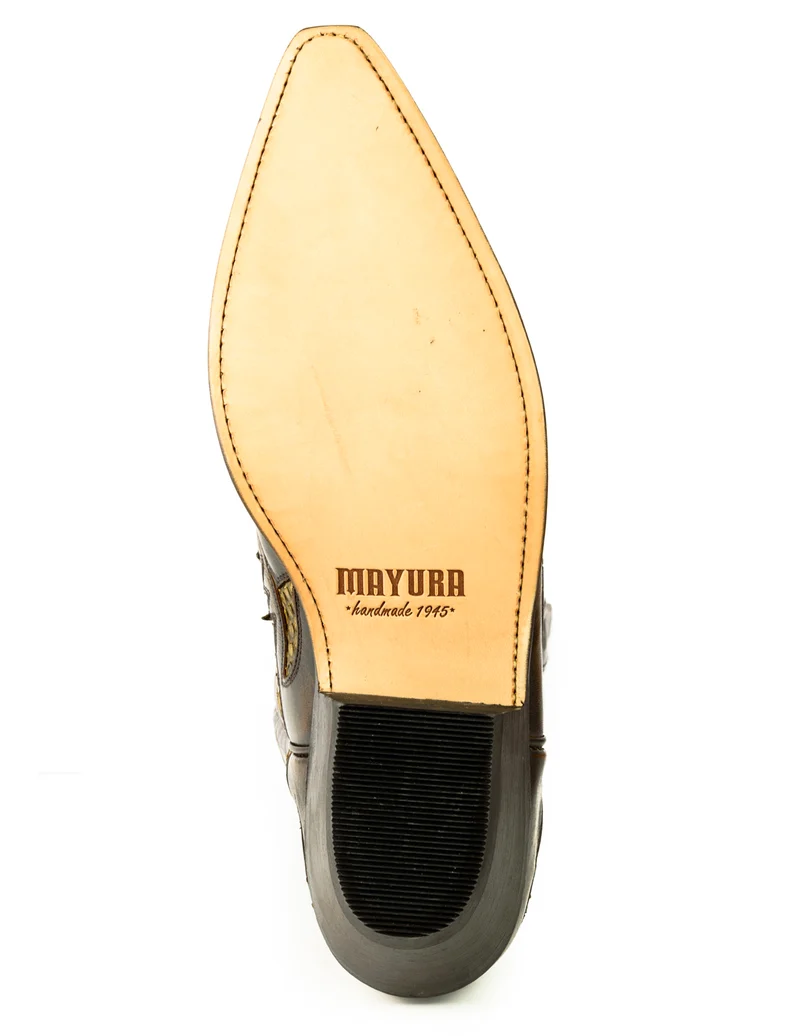 Country- und Western-Cowboystiefel für Herren und Damen von 1935 aus exotischem braunem und gelbem Leder