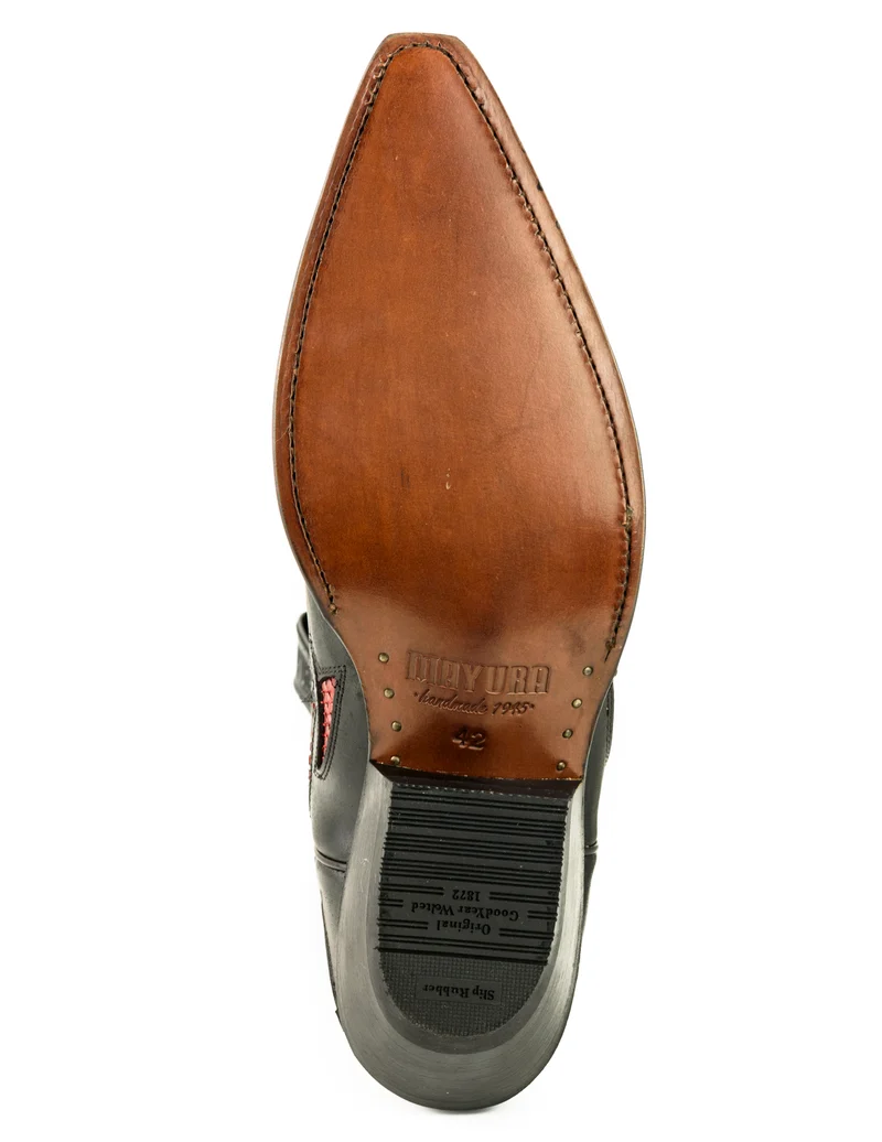 Country- und Western-Cowboystiefel 1935 C für Herren und Damen aus schwarzem und exotischem rotem Leder