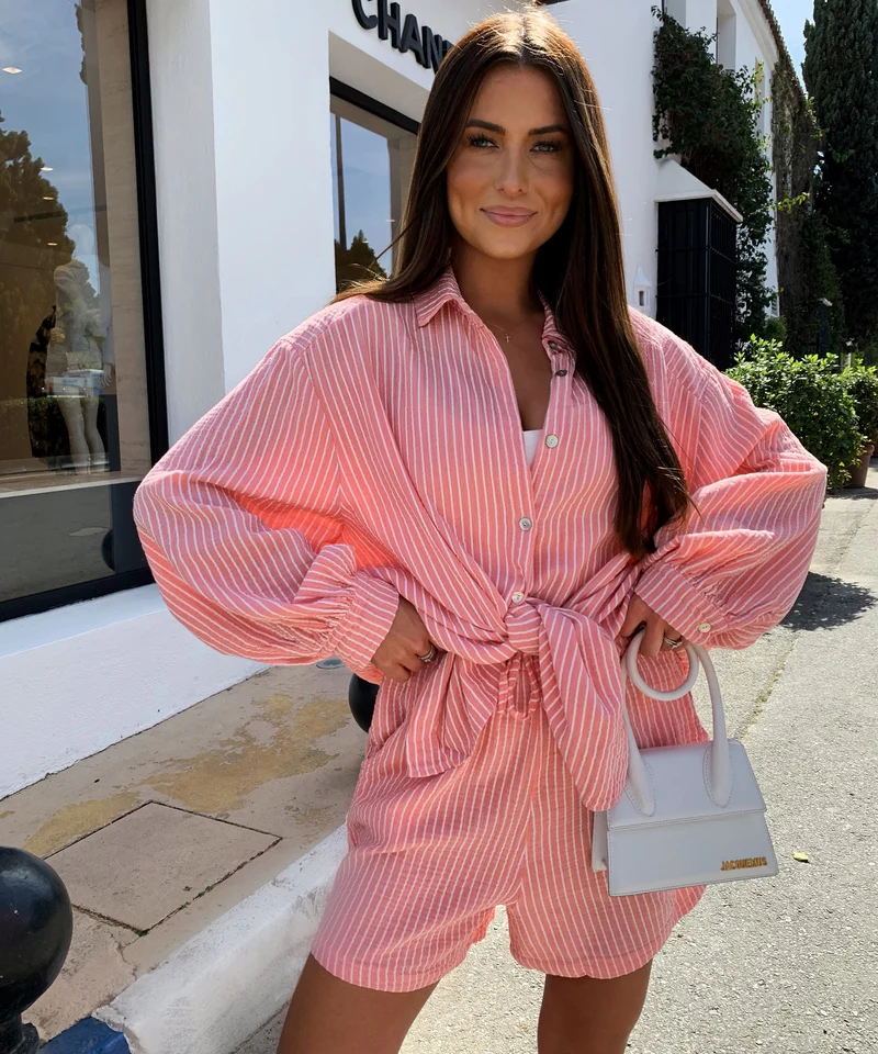 Musselin Shorts Felixa Streifen Peach