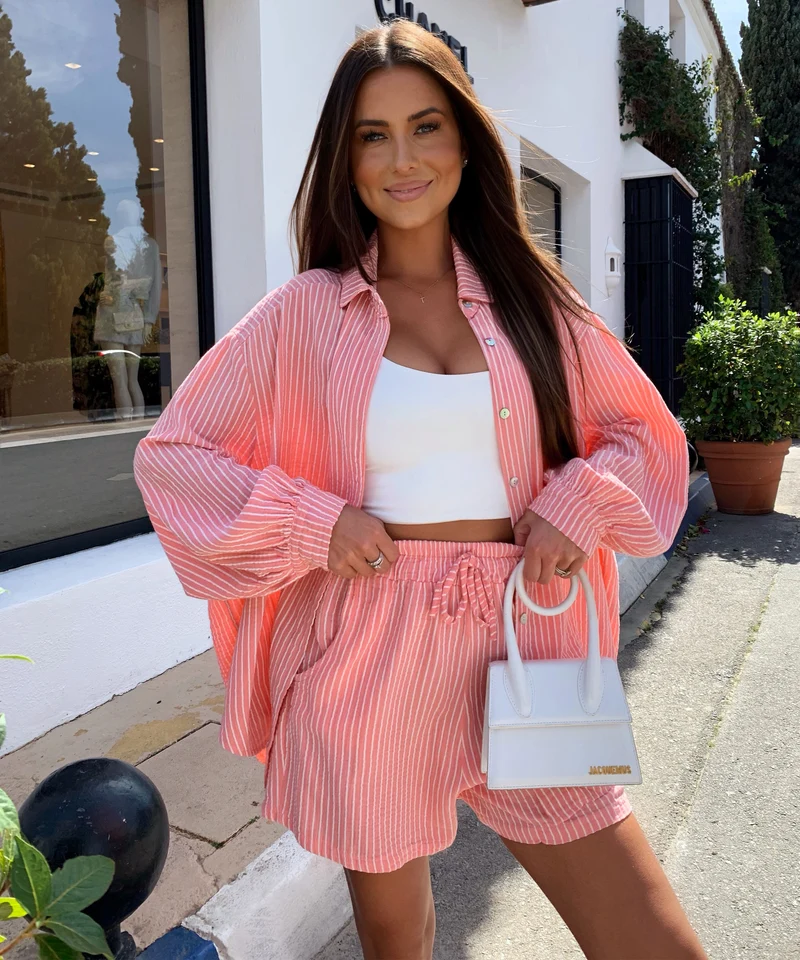 Musselin Shorts Felixa Streifen Peach