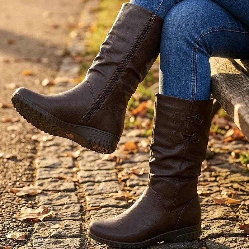 Slouched Design Long Boots - WBINS44056 / 329 607 - Brown