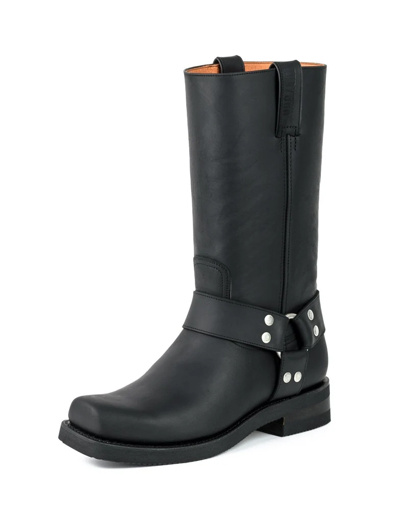 Herren- und Damen-Biker-Motard-Stiefel 1501-6 aus schwarzem Leder