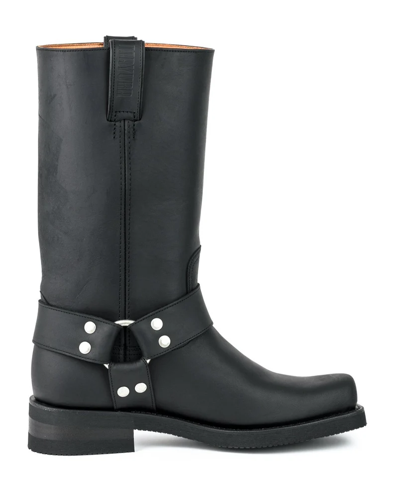 Herren- und Damen-Biker-Motard-Stiefel 1501-6 aus schwarzem Leder
