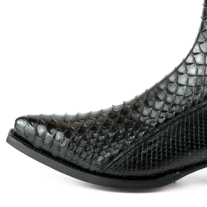 Exotische Stiefeletten Herren 2575 Exotisches Leder Schwarz