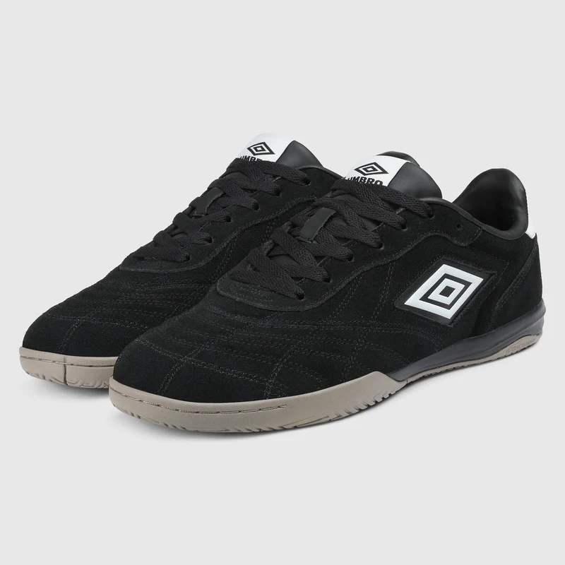 Umbro Unisex Millbrook Leder-Sneaker | Schwarz Weiß Blau Taupe