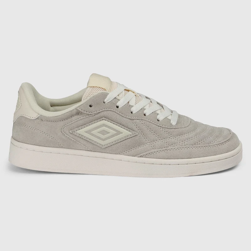 Umbro Unisex Clayton Wildleder-Sneaker | Federgrau Mandelmilch Flüsterweiß