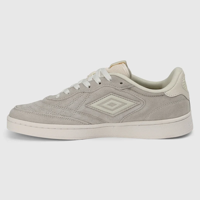 Umbro Unisex Clayton Wildleder-Sneaker | Federgrau Mandelmilch Flüsterweiß