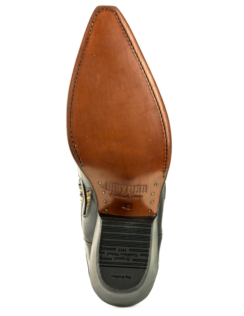 Country- und Western-Cowboystiefel 1935 C für Herren und Damen aus exotischem schwarzem und gelbem Leder