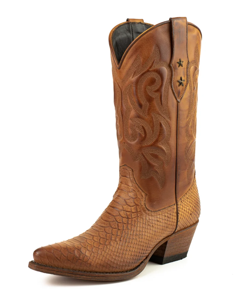 Damen-Cowboy-Country- und Westernstiefel 2524 aus braunem Leder