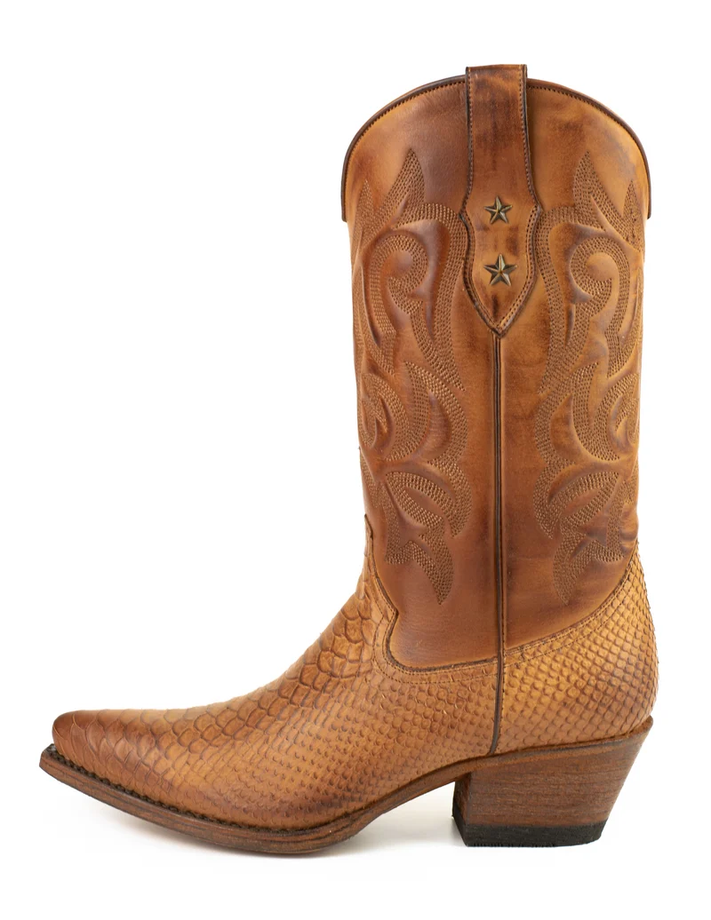 Damen-Cowboy-Country- und Westernstiefel 2524 aus braunem Leder