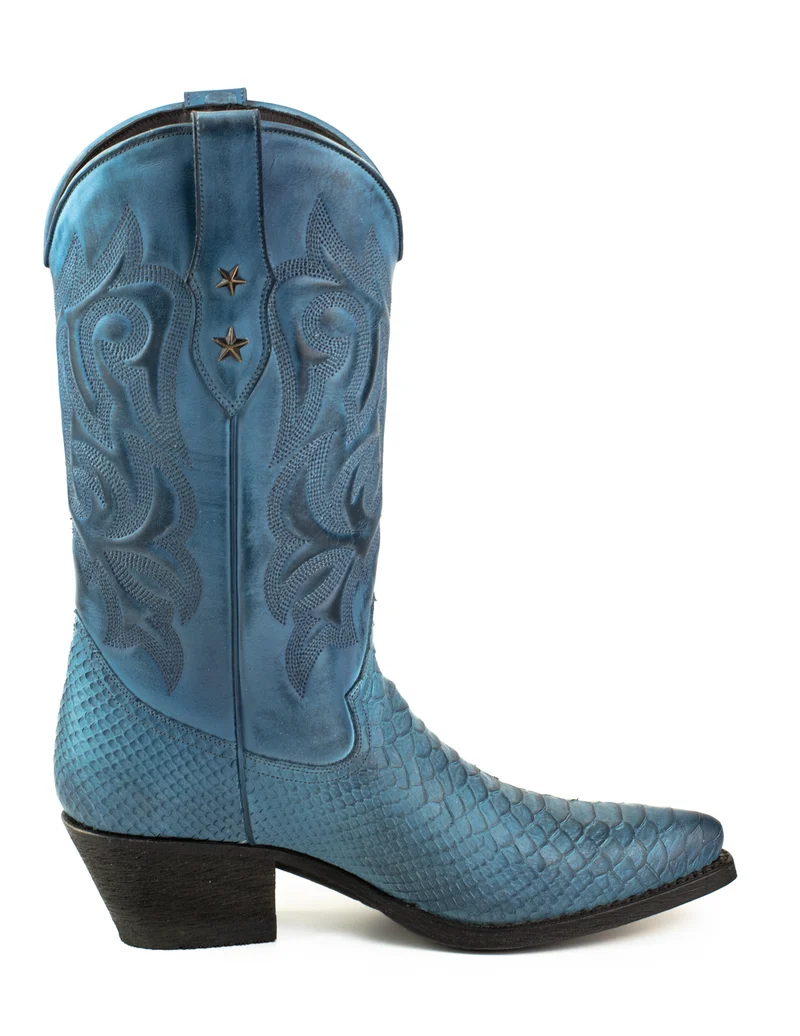 Country- und Western-Cowboystiefel für Damen 2524 Blaues Leder