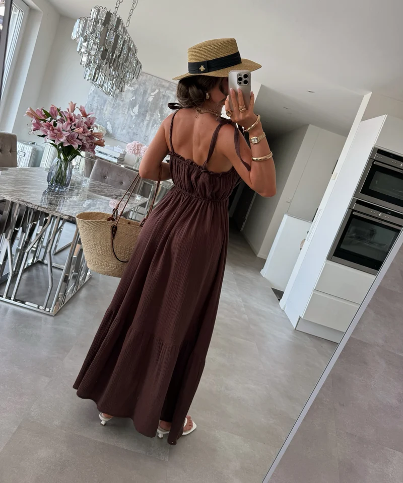 Musselin Maxi Kleid Taika Braun