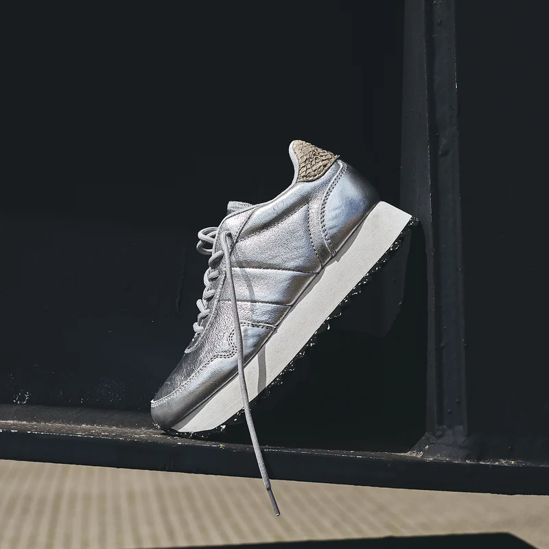 Nora III Plateau Metallic Leather - Silver