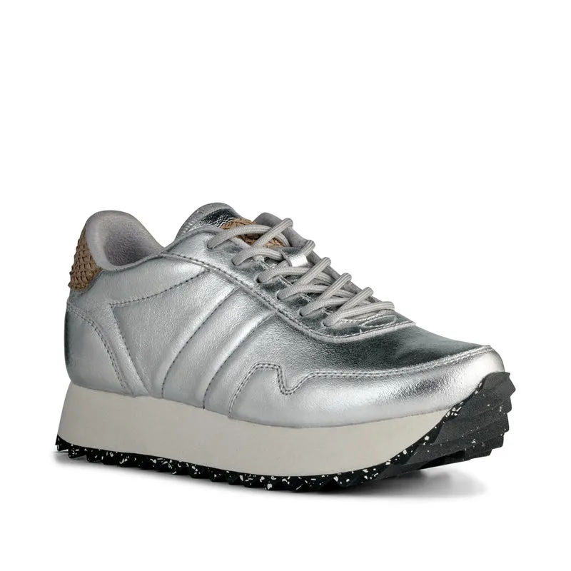 Nora III Plateau Metallic Leather - Silver