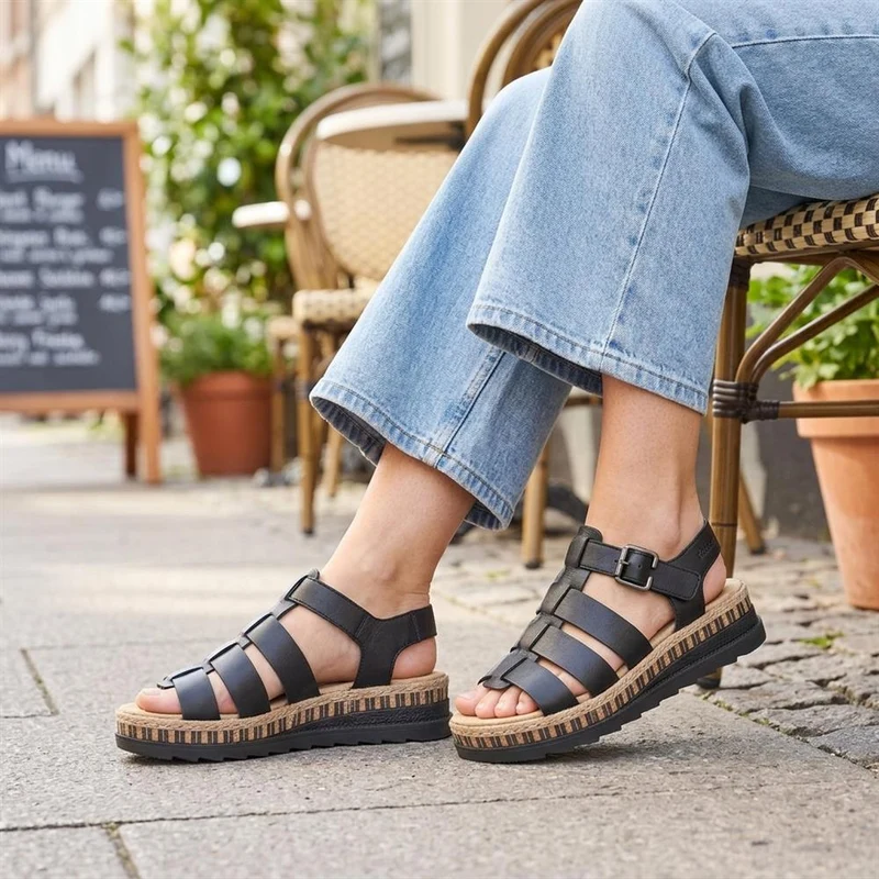 Rieker Antistress Platform Sandals - RKR43582 / 329 451 - Black