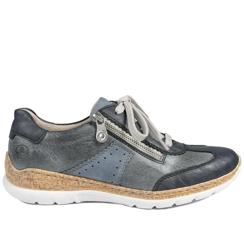 Rieker Memory Foam Zip & Lace Shoes - RKR43589 / 329 539 - Navy