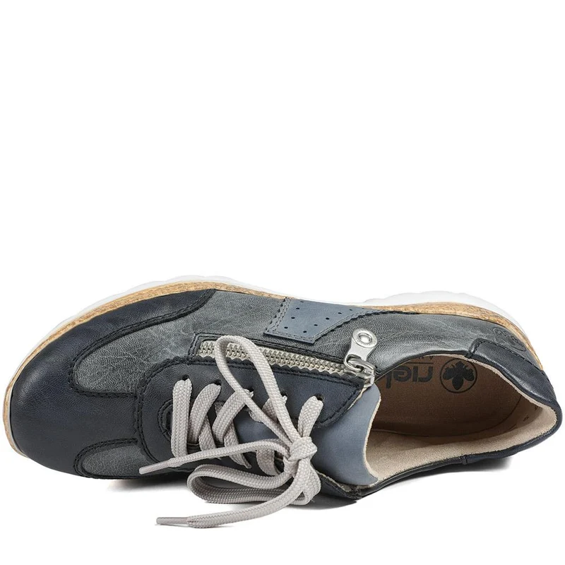 Rieker Memory Foam Zip & Lace Shoes - RKR43589 / 329 539 - Navy