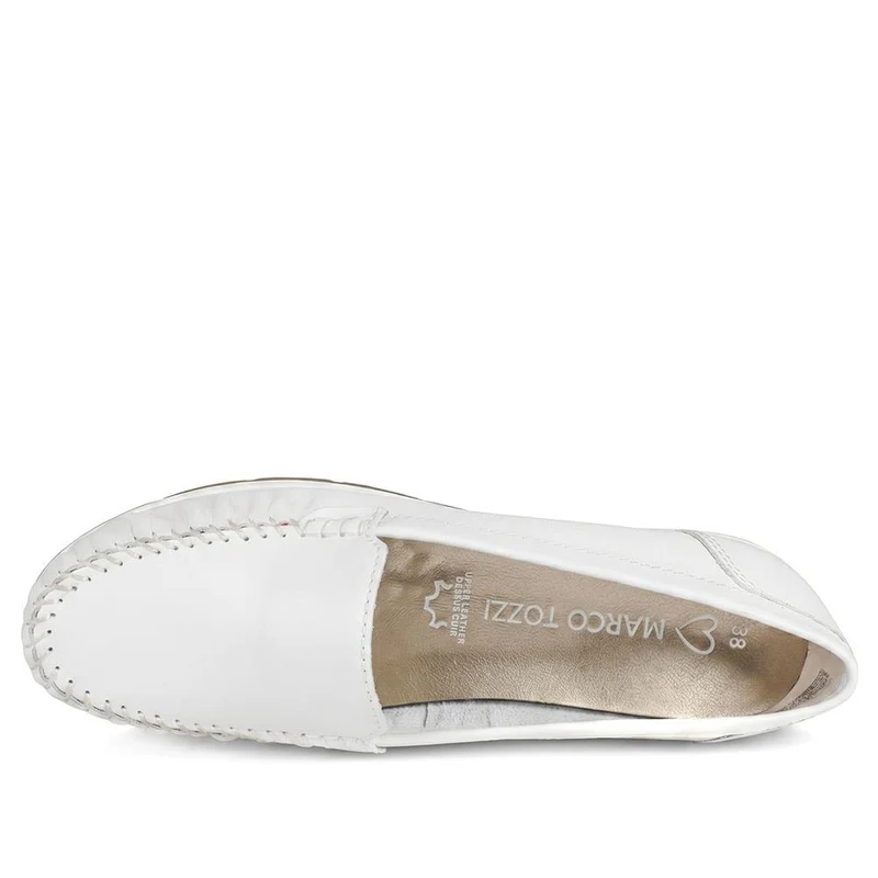 Marco Tozzi Leather Cushioned Moccasins - WEN43003 / 330 472 - White
