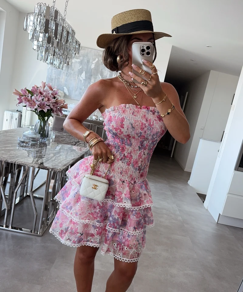 Volant Kleid Mali Rosa
