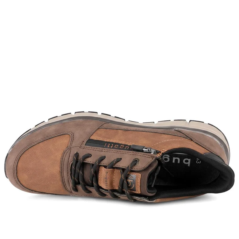 Bugatti Extra Wide Leather Zip & Lace Trainers - BUG44504 / 329 633 - Brown