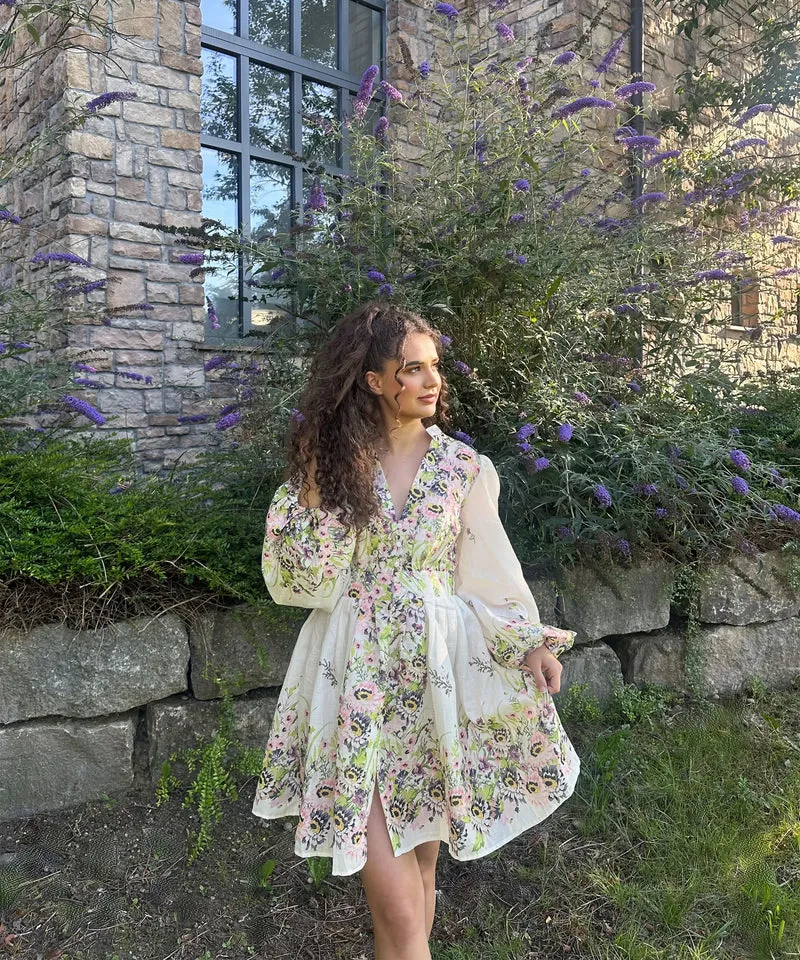 Kleid Milana Blume Hellgrün