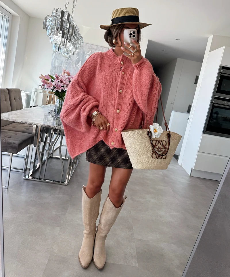 Oversize Strickjacke Jalsien Peach