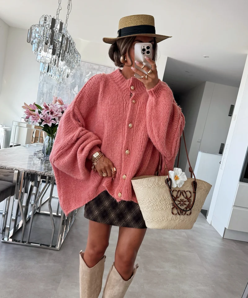 Oversize Strickjacke Jalsien Peach